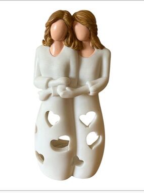 OakiWay Sisters Best Friends Figurine Heart Cutout Luminary Willow Tree Style